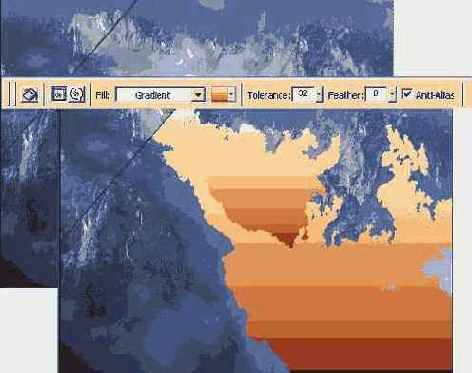 Использование инструмента Paint Bucket для заливки градацией